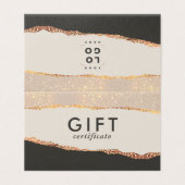 Roze Gouden Glitter & Zwarte Moderne Cadeaubon Kaart (Buitenkant ongevouwen)
