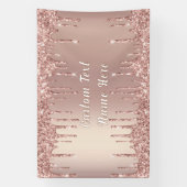 Roze Gouden Glitterdruppels Aangepaste Tekst Naam  Spandoek (Verticaal)