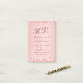 Roze Gouden Glitterdruppels Grand Opening Salon Post-it® Notes (Op bureau)