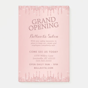 Roze Gouden Glitterdruppels Grand Opening Salon Post-it® Notes