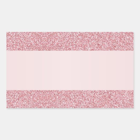 Roze Gouden Glittereffect Voeg Uw Tekst Toe Blanco Rechthoekige Sticker (Voorkant)