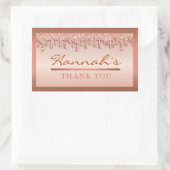 Roze Gouden Glitterende Drip Baby Shower Sticker (Tas)