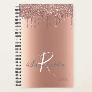 Roze Gouden Glitterende Drips Trendy Jaarlijkse Mo Planner