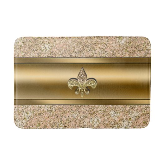 Roze & Gouden Glitterende Fleur de lis Chic Badmat (Voorkant)