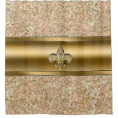 Roze & Gouden Glitterende Fleur de lis Chic Douchegordijn (Voorkant)