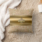 Roze & Gouden Glitterende Fleur de lis Chic Kussen (Deken)