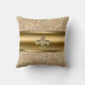 Roze & Gouden Glitterende Fleur de lis Chic Kussen (Achterkant)
