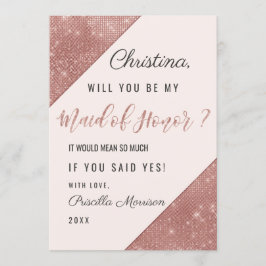 Roze Gouden Glitterende Lovertjes Bruidsmeisje Bij Kaart