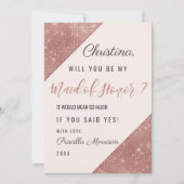 Roze Gouden Glitterende Pailletten Bruidsmeisje Bi Kaart (Voorkant)