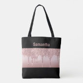 Roze Gouden Glitterende Roze Blush Monogram Tote Bag (Achterkant)