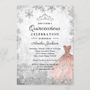 Roze Gouden Glitterende Sneeuwvlokken Winter Quinc Kaart