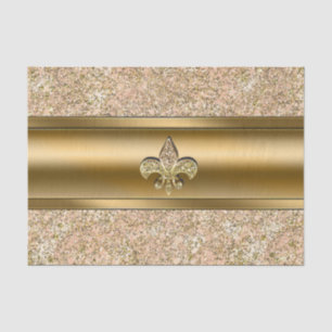 Roze & Gouden Glitterige Fleur de lis Feestje Tissuepapier