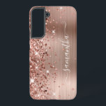 Roze Gouden Glitterige Folie Meisjesachtige Handte Samsung Galaxy Hoesje<br><div class="desc">Meisjesachtige nep glinsterende roze gouden glitter hooglichten aan de linker rand, over een nep blos en roze gouden ombre geborsteld metalen folie. De moderne meisjesachtige handtekening heeft een elegante witte kalligrafie lettertype met decoratieve staarten in een verticale indeling. Pas de lettertype-stijlen aan of verplaats de glinsterende afbeeldingen om je eigen...</div>