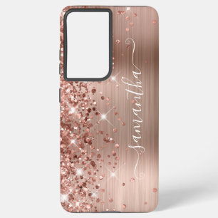 Roze Gouden Glitterige Folie Meisjesachtige Handte Samsung Galaxy Hoesje