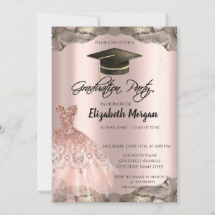 Roze Gouden Glitterjurk Zwarte Afstudeerhoed Afstu Kaart