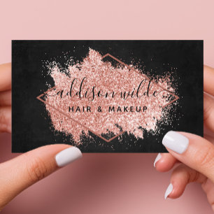 Roze Gouden Glitterpenseelstreek Zwarte Geometrisc Visitekaartje