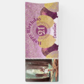 Roze Gouden Glitters 21e Verjaardag & Ballonnen Spandoek (Verticaal)