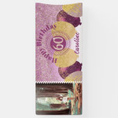 Roze Gouden Glitters 60e Verjaardag & Ballonnen Spandoek (Verticaal)