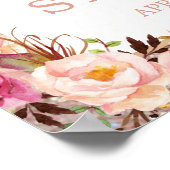 Roze Gouden Glitters Bloemen Bruidsfeest Bord Poster (Hoek)