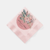 Roze Gouden Glitters Boho Bloemen Veren Bruiloft Servet (Hoek)