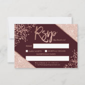 Roze gouden glitters confetti burgundy rsvp bruilo (Voorkant)