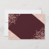 Roze gouden glitters confetti burgundy rsvp bruilo (Achterkant)
