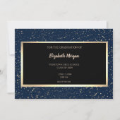 Roze gouden glitters donkerblauwe grad Save The Da Date (Achterkant)