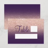 Roze gouden glitters druif paarse ombre zitplaats kaart (Voorkant / Achterkant)