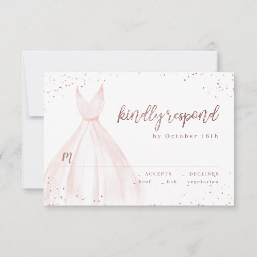 Roze Gouden Glitters Elegante Glans Roze Jurk RSVP (Voorkant)