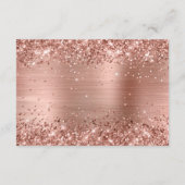 Roze gouden glitters en folie huwelijksdetails informatiekaartje (Achterkant)