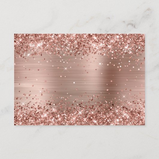 Roze gouden glitters en folie huwelijksdetails informatiekaartje (Achterkant)