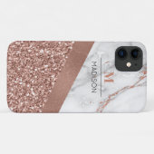 Roze Gouden Glitters en Glanzende Marmeren Monogra Case-Mate iPhone Case (Achterkant (horizontaal))