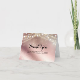 Roze Gouden Glitters en Lichten Trouw Dank Je Bedankkaart