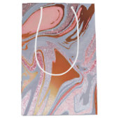 Roze gouden glitters en marmer medium cadeauzakje (Voorkant)