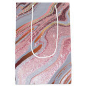 Roze gouden glitters en marmer medium cadeauzakje (Achterkant)
