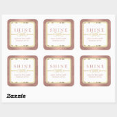 Roze Gouden Glitters en Wit Vierkante Sticker (Vel)
