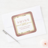 Roze Gouden Glitters en Wit Vierkante Sticker (Envelop)