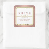 Roze Gouden Glitters en Wit Vierkante Sticker (Tas)