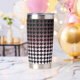 Roze gouden glitters en zwart houndstooth patroon geïsoleerde drinkbeker