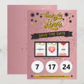 Roze Gouden Glitters Geluk Bij de Liefde Save the Save The Date (Voorkant / Achterkant)