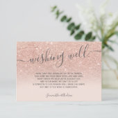 Roze gouden glitters glans blush schrift wensput informatiekaartje (Staand voorkant)