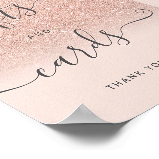 Roze gouden glitters glans bruidscadeaukaarten poster (Hoek)
