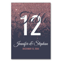 Roze gouden glitters glans donkerblauwe tafel numm