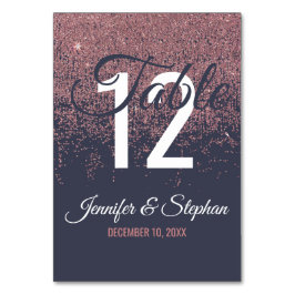 Roze gouden glitters glans donkerblauwe tafel numm kaart