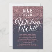 Roze Gouden Glitters Glans Navy Blauwe Wensput Kaart (Voorkant)