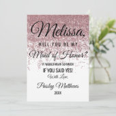 Roze Gouden Glitters Glans Witte Getuige van de Br Kaart (Staand voorkant)