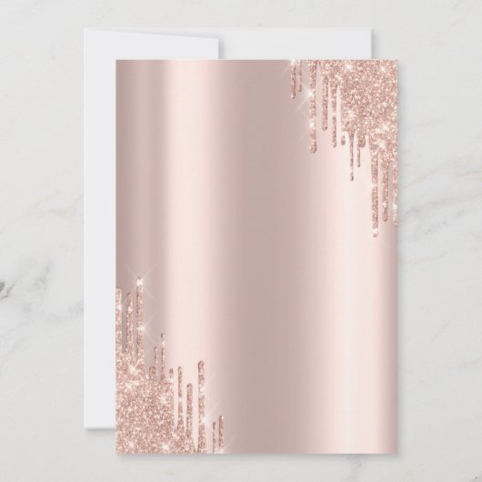 Roze Gouden Glitters Glazen Bruidsmeisje Wijn Glas Kaart (Achterkant)