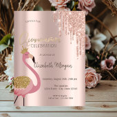 Roze Gouden Glitters Glazuur Roze Flamingo Quincea Kaart