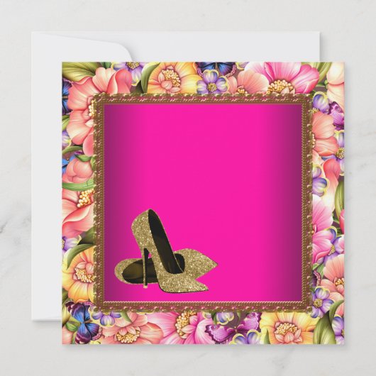 Roze Gouden Glitters Hoge Hakken Feest Template Kaart (Achterkant)
