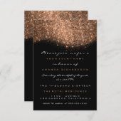 Roze Gouden Glitters Koper Zwart Formele Uitnodigi Kaart (Voorkant / Achterkant)